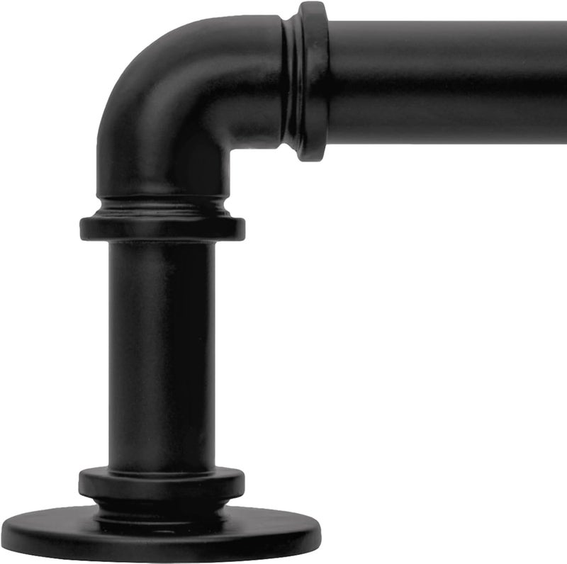 WORLD RODS Black Curtain Rods 18 to 45 Inch, Industrial Curtain Rods,Adjustable Length,1 in Diameter Pipe,Wall or Ceiling Mounted,for Bedroom and Living Room(Black 18” to 45”) - Image 1